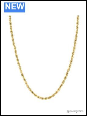 14K Yellow Gold Rope Chain Necklace Lobster Claw Clasp 22 Inch Unisex